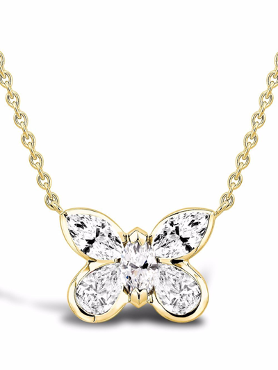 Shop Pragnell 18kt Yellow Gold Butterfly Diamond Pendant Necklace
