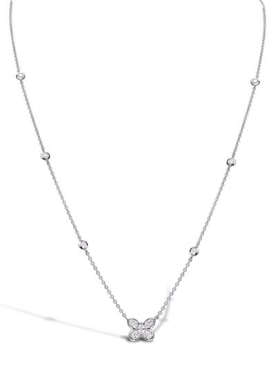 Shop Pragnell 18kt White Gold Butterfly Diamond Pendant Necklace In Silber