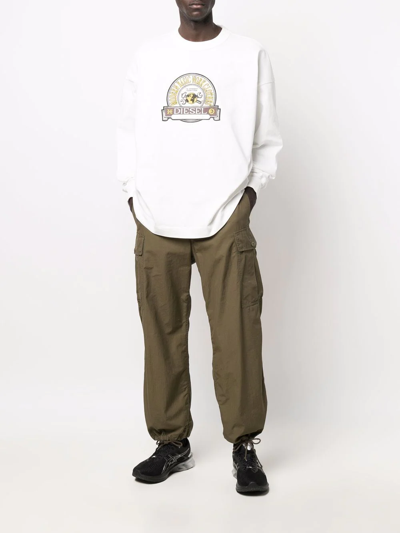 Diesel Crewneck S-patchy Sweatshirt With Deboosed Patch In Weiss