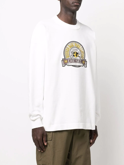 Shop Diesel Graphic-print Cotton Sweatshirt In Weiss