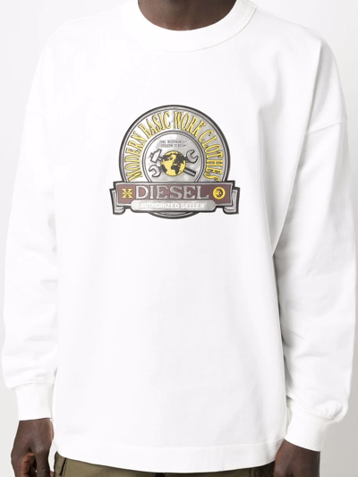 Shop Diesel Graphic-print Cotton Sweatshirt In Weiss