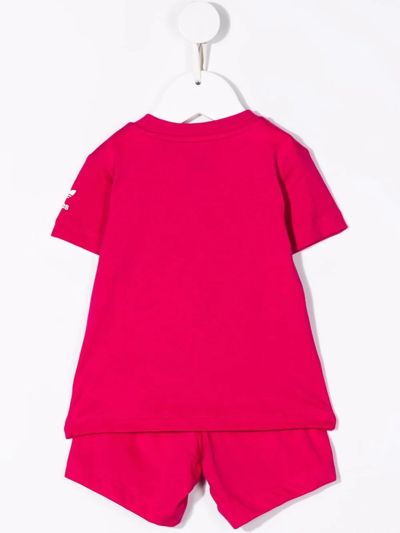 Shop Adidas Originals Logo-print Tracksuit Short Set In Pink