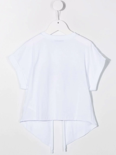 Shop Msgm Logo Asymmetric T-shirt In White