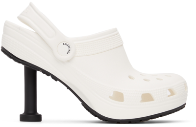Shop Balenciaga White Crocs Edition Madame Heels In 9000 White