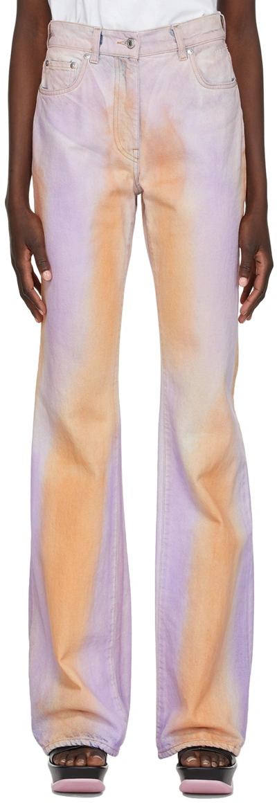 Shop Msgm Purple & Orange Denim Jeans In 72 Lilac/orange