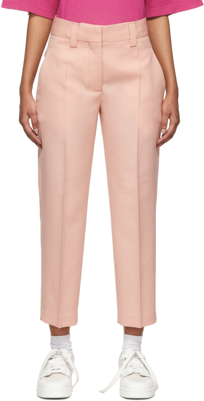 Shop Acne Studios Pink Cropped Suiting Tailored Trousers In Ad5 Powder Pink