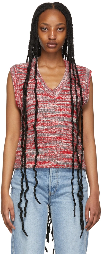 Re/done Space-dyed Intarsia-knit Vest In Red Multi