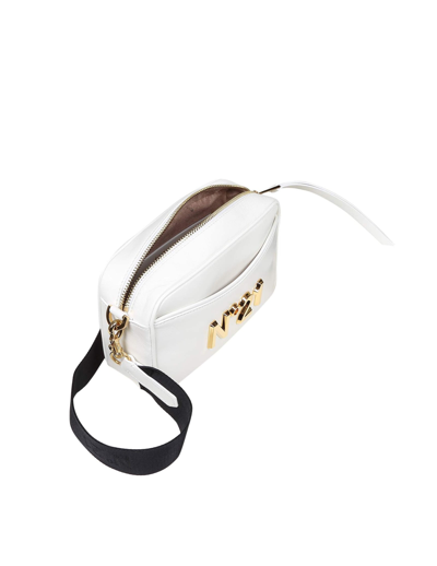 Shop N°21 Leather Shoulder Bag With Applied Logo In White