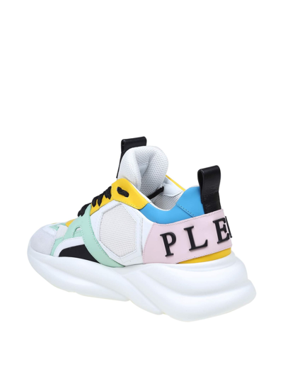 Shop Philipp Plein Philippe Plein Hurricane Runner Sneakers In Leather And Fabric In White