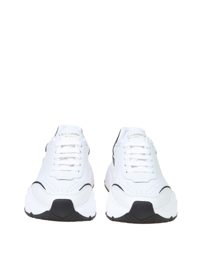Shop Dolce & Gabbana Daymaster Sneakers In White / Black Leather In White/black
