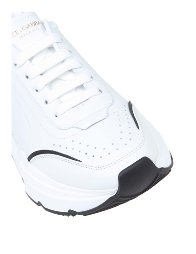 Shop Dolce & Gabbana Daymaster Sneakers In White / Black Leather In White/black