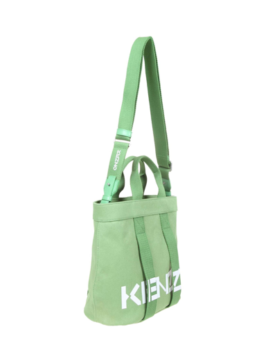 Shop Kenzo Small Tote Bag In Green Fabric