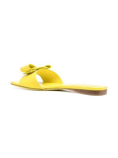 Shop Ferragamo Canary Yellow Leather Vicky Sandal In Giallo