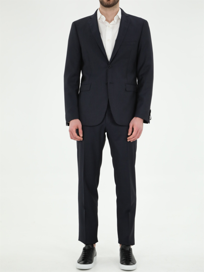 Shop Tonello Blue Wool Pinstripe Suit