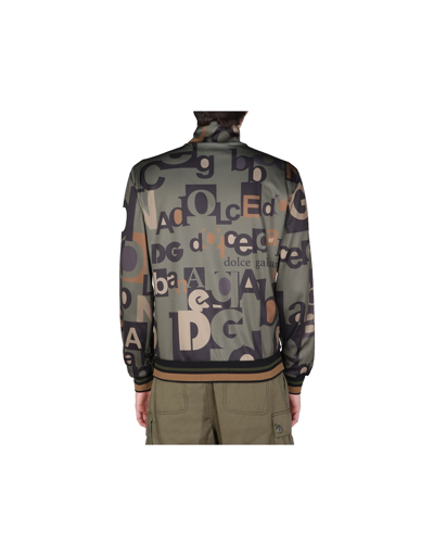 Shop Dolce & Gabbana Sweatshirt With All Over Logo Print In Army