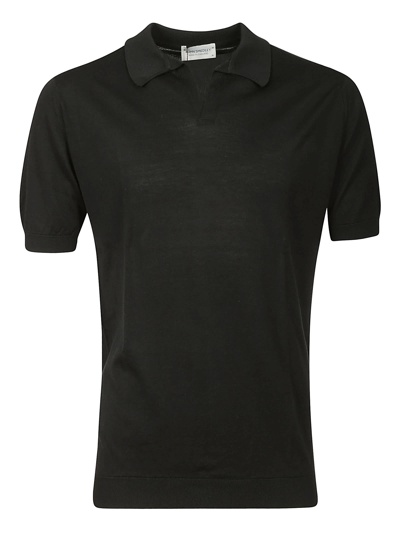 Shop John Smedley Noah Skipper Collar Shirt Ss In Black