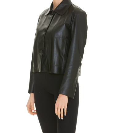 Arma Button-up Leather Jacket In Black