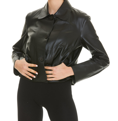 Arma Button-up Leather Jacket In Black