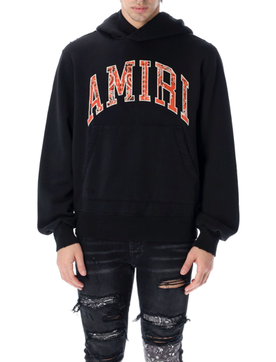 Shop Amiri Bandana Applique Hoodie In Black Orange