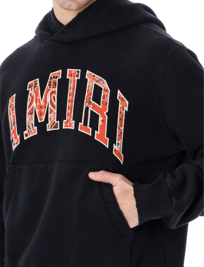 Shop Amiri Bandana Applique Hoodie In Black Orange