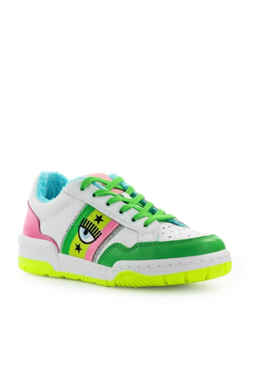 Shop Chiara Ferragni Sneakers In White Pink Green