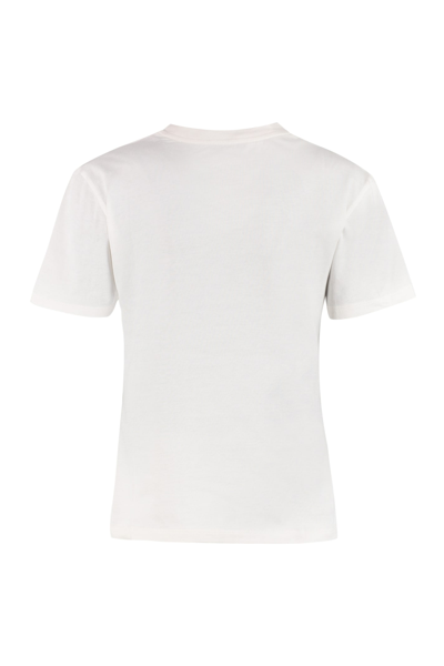 Shop Emilio Pucci Logo Cotton T-shirt In Avorio Navy Rosa