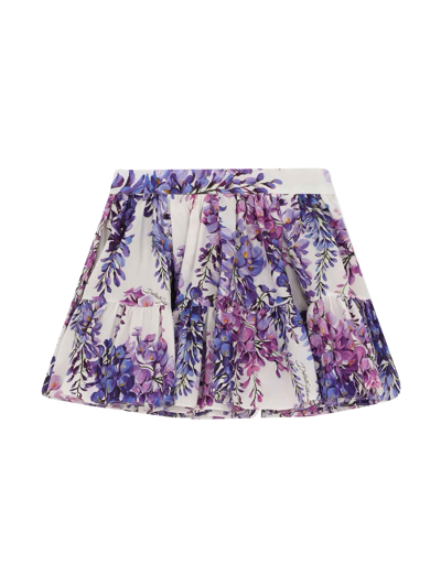 Shop Dolce & Gabbana Wisteria Floreal Print Skirt Dolce&gabbana Kids In Glicine