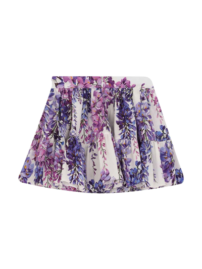 Shop Dolce & Gabbana Wisteria Floreal Print Skirt Dolce&gabbana Kids In Glicine