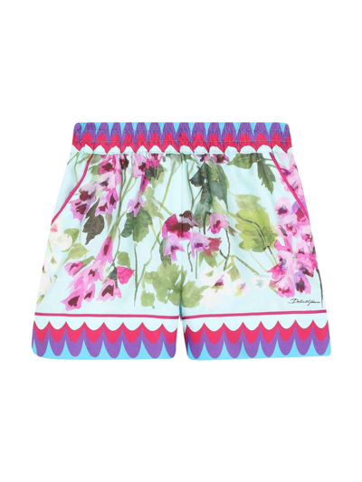 Shop Dolce & Gabbana Multicolor Floreal Print Bermuda Shorts Dolce&gabbana Kids