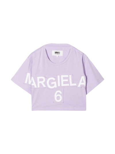 Shop Mm6 Maison Margiela Purple T-shirt Teen  Kids