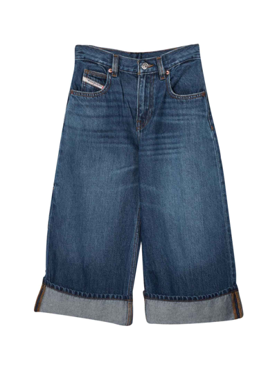 Shop Diesel Wide Leg Jeans For Teen In Blu