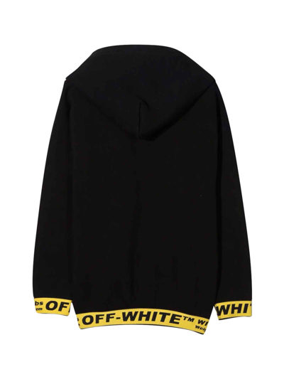 Shop Off-white Black Sweatshirt With Hood And Yellow Details In Nero/giallo