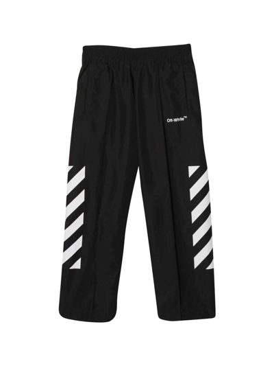 Shop Off-white Black Trousers With White Print In Nero/bianco