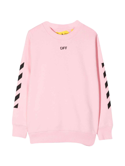 Shop Off-white Pink Sweatshirt With Black Print In Rosa/nero