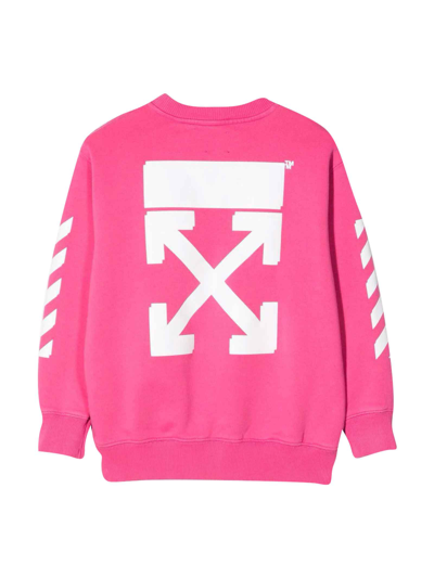 Shop Off-white Pink Sweatshirt With White Print In Fucsia/bianco