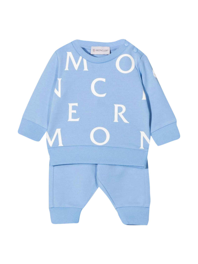 Shop Moncler Sporty  Enfant Baby Blue Tracksuit Set In Azzuro