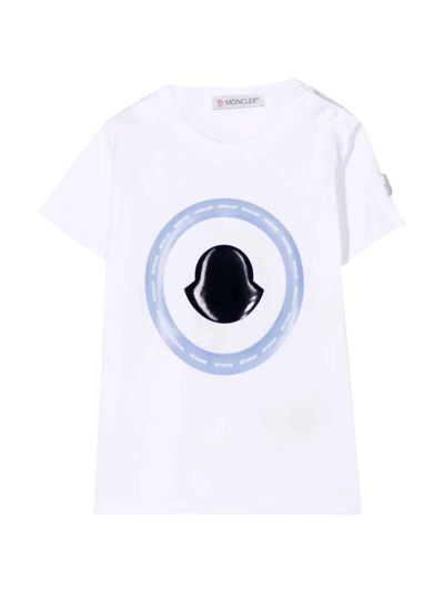 Shop Moncler White T-shirt With Print In Bianco