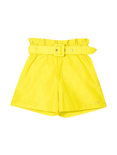 Shop Msgm Yellow Teen Girl Bermuda Shorts In Gialla