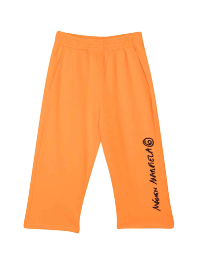 Shop Mm6 Maison Margiela Wide Orange Trousers Teen  Kids In Arancio