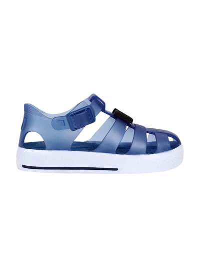 Shop Dolce & Gabbana Blue Sandals With Cage Tip In Blu/bianco