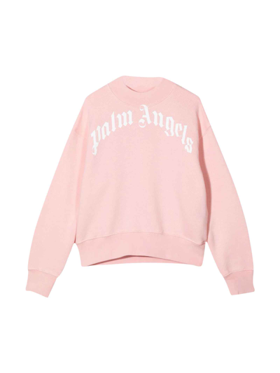 Shop Palm Angels Pink Moschino Kids Girl Sweatshirt In Rosa/bianco