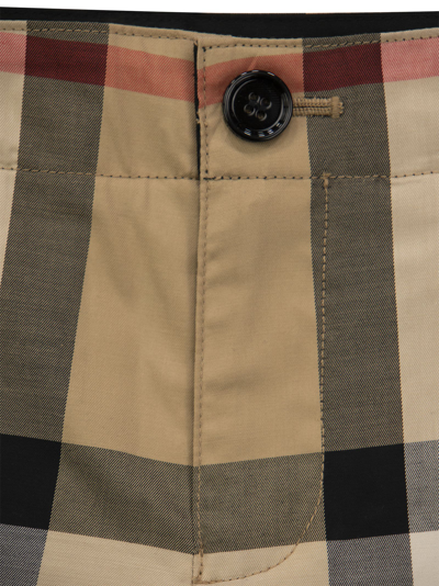 Shop Burberry Royston - Tartan Pattern Stretch Cotton Tailored Shorts In Archive Beige