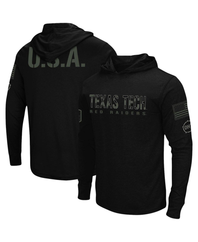 Colosseum Men's Black Texas Tech Red Raiders Oht Military-inspired Appreciation Hoodie Long Sleeve T-shirt In Black