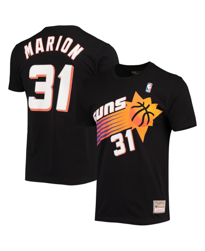 Mitchell & Ness Men's Shawn Marion Black Phoenix Suns Hardwood Classics Stitch Name And Number T-shirt In Black