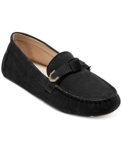 Shop Cole Haan Women's Evelyn Bow Driver Loafers In Black Leather