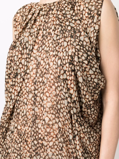 Pre-owned Saint Laurent 2000s Animal-print Sleeveless Silk Dress In Neutrals