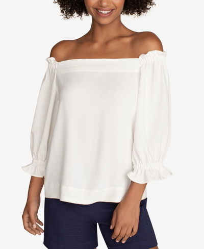 Shop Trina Turk Equinox Off-the-shoulder Top In Whitewash