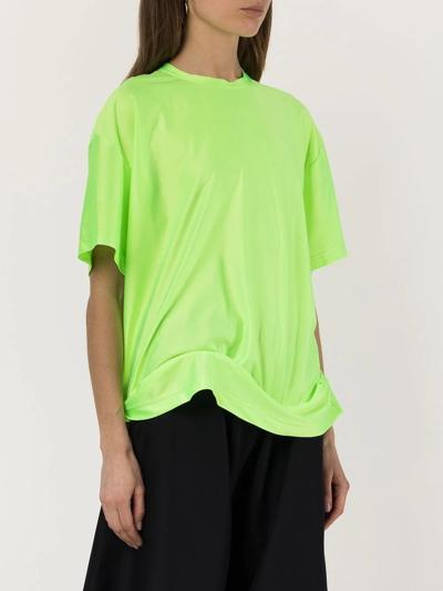 Shop Comme Des Garçons Gathered-detail Short-sleeve T-shirt In Green