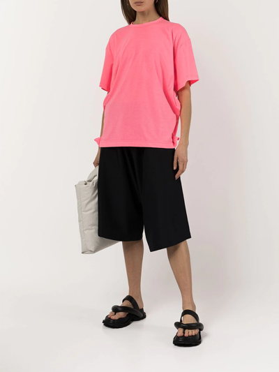 Shop Comme Des Garçons Gathered-detail Short-sleeve T-shirt In Pink