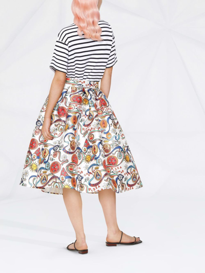 Shop Alessandro Enriquez Printed Flared Skirt In Multicolor